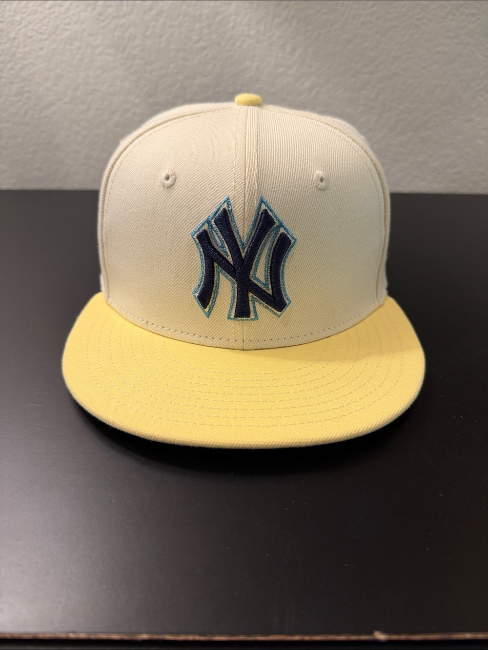 New Era NY Logo Cap in Cream and Yellow